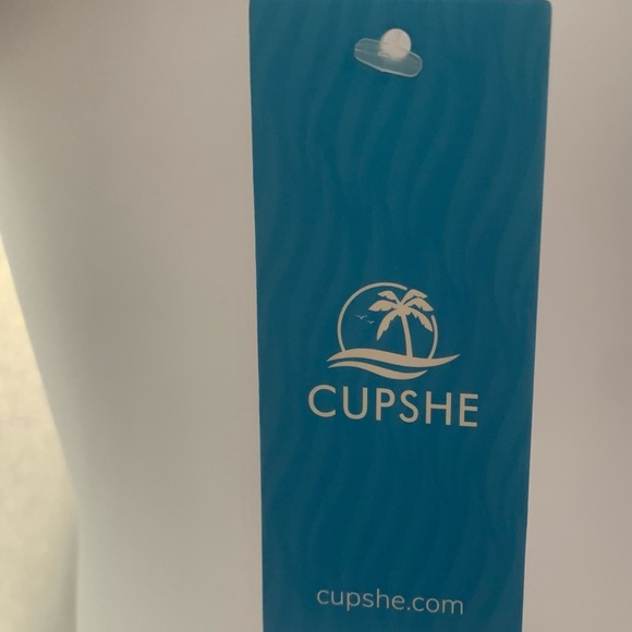 CUPSHE Olive Green Smocked Tie Back Bandeau Bathing Suit Top Size Medium - Picture 7 of 7